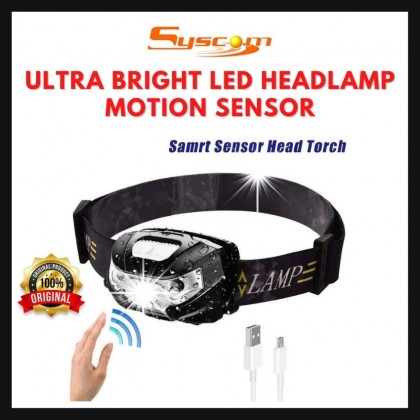 Ultra Bright LED HeadLamp Motion Sensor USB Rechargeable head lamp headlight 5 Modes For Running, Camping, Hiking & More